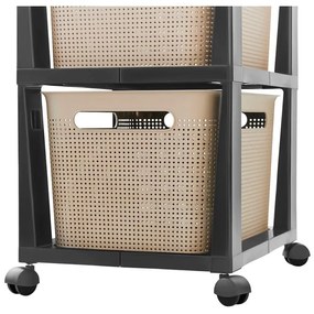 Čierno-béžový plastový pojazdný regál 30x77 cm Brisen - Rotho