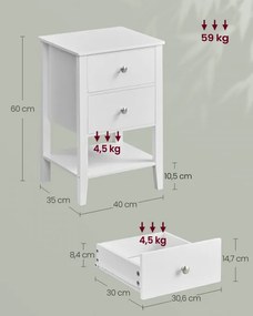 Set dvoch nočných stolíkov LET822W01 (2 ks)