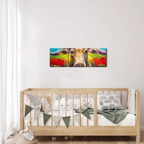 Obraz - Maľovaná krava (s hodinami) (90x30 cm)