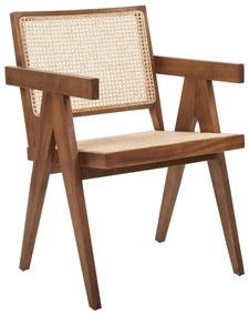 Drevená stolička s ratanovým výpletom hnedá/svetlé drevo WESTBROOK Beliani