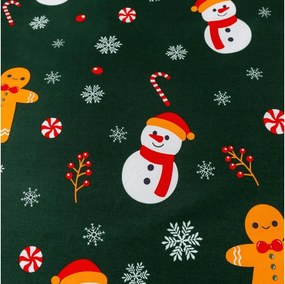 Bavlnené obliečky SNOWMAN AND GINGERBREAD zelené Rozmer obliečky: 70 x 90 cm | 140 x 200 cm