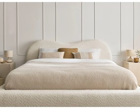 Béžová čalúnená dvojlôžková posteľ s úložným priestorom s roštom 140x190 cm Orlane – Bobochic Paris