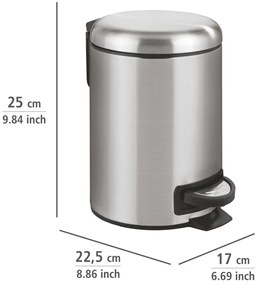 Wenko Pedálový odpadkový kôš Leman 5 l, nehrdz. oceľ, 3 l