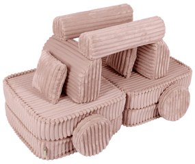 MeowBaby® Churros detská pohovka Plus, Ruby Chocolate Pink