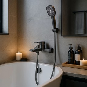 Rea Argus, vaňová batéria s ručnou bodovou sprchovou súpravou, grafitová, REA-B8747