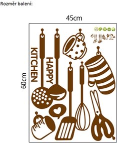 Veselá Stena Samolepka na stenu Hnedé doplnky do kuchyne