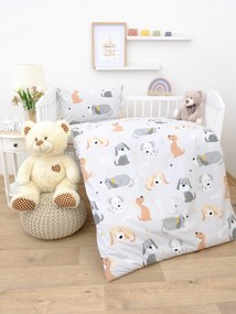 Bavlnené obliečky Renforcé do postieľky - Psíci sivé