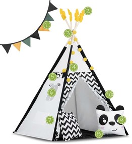 Detské típí s girlandou a svetielkami Nukido 740025 - panda