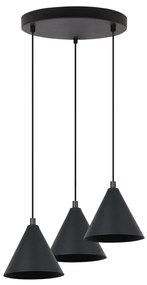 Závesné svietidlo Soho, 3x čierne kovové tienidlo, (fi 14cm), o
