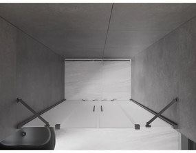 Mexen Velar Duo, posuvné sprchové dvere do otvoru 160 cm, 8mm sklo námraza, grafit brúsený, 871-160-000-32-66