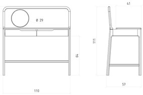 Toaletný stolík z dubového dreva 57x110 cm Twig – The Beds