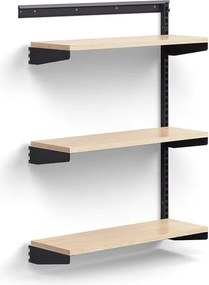 Nástenný regál RELY, prídavná sekcia, laminátové police, 1221x900x300 mm, antracit/dub