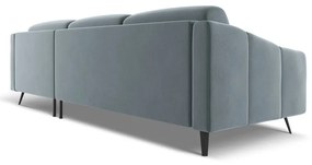 Svetlomodrá zamatová rohová pohovka (pravý roh) Nalu – Makamii