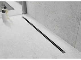 Mexen Flat Super Slim, super tenký odtokový žľab s 360° rotačným sifónom 50 cm, čierna matná, 1751050