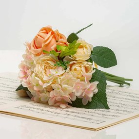Kytička hortenzie a ruže BRIGITA ružovo-broskyňová.
