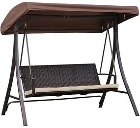 Záhradná hojdačka technoratan hnedá s vankúšmi