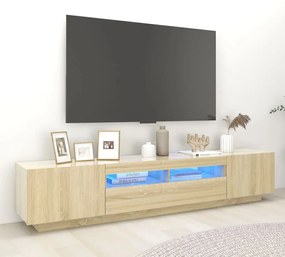TV skrinka s LED svetlami dub sonoma 200x35x40 cm