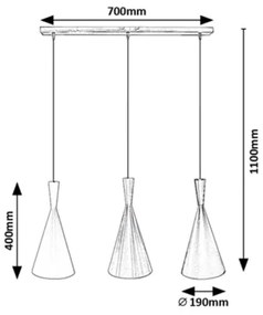 Rabalux 5312 - Luster na lanku TRINCOLA 3xE27/40W/230V