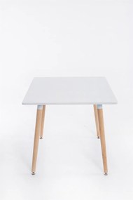 Jedálenský stôl drevený Bent, nohy natura - v75 x 80 x 80 cm - Biela