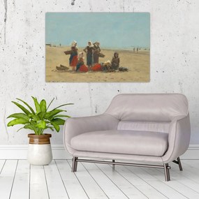 Obraz - Eugène Boudin, Women on the Beach at Berck, reprodukcia (90x60 cm)