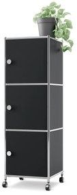 Kovová skrinka na kolieskach »CN3« s 3 dvierkami, čierna
