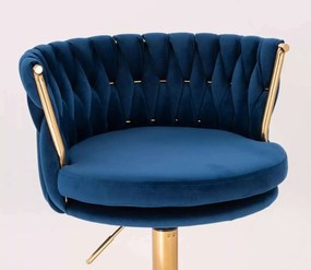 LuxuryForm DESIGN Stolička LYON VELUR na zlatom tanieri - modrá
