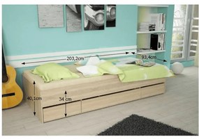 Jednolôžková posteľ 90 cm Matari (dub sonoma). Vlastná spoľahlivá doprava až k Vám domov. 794651