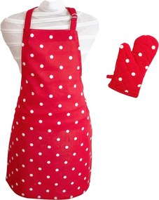 ARÔME HOME Detská zástera a chňapka, červená s bielymi bodkami