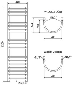 Mexen Eros, vykurovacie teleso 1200 x 318 mm, 419 W, biela, W112-1200-318-00-20