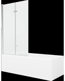 Mexen Cubik obdĺžniková vaňa 170 x 70 cm s obkladom a 2-krídlovou zástenou 100 cm, Transparentné, Chrómová - 550317070X921002010
