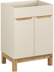 Koupelnová sestava Bali Nature Lola s deskou, umyvadlem, skříňkami a zrcadlem 60 cm kašmírová/dub wotan