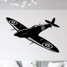 Veselá Stena Samolepka na stenu na stenu Stíhačka Supermarine Spitfire Farba: černá