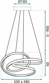 Toolight Toolight, LED stropné svietidlo 50cm, 32W + diaľkové ovládanie, G006-CP, čierna, OSW-09747