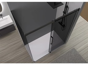 CERANO - Sprchovací kút Lantono L/P - 8 mm - čierna matná, grafitové sklo - 140x90 cm - posuvný, CER-CER-8050BD7529