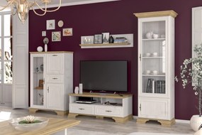 Vysoká skriňa s dvierkami JARMANKA 2D, borovica/dub zlatý