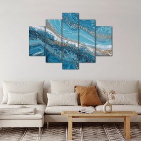 Obraz - Bledomodrý mramor so zlatom I. (150x105 cm)