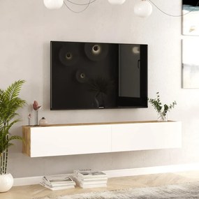Závěsný TV stolek Houseland Flipo bílá/borovice Atlantic