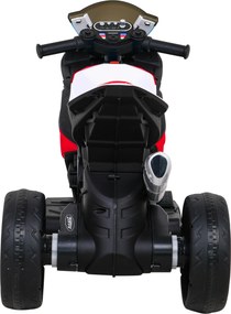 Ramiz BMW HP4 detský motocykel na batérie červený + 3 kolieska + LED + MP3 USB + ekokoža