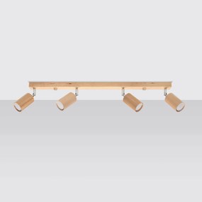 Bodové svietidlo Berg, 4x drevené tienidlo, (možnosť polohovania)
