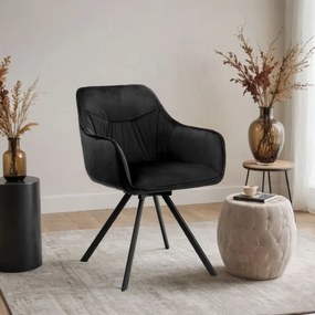 Jedálenská stolička SYDNEY zamatová, čierna