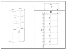 Vysoká skriňa SimpleOffice 80 x 40 x 180 cm, čerešňa