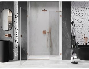 Mexen Lunar-B, ľavé otočné sprchové dvere 140 cm, 8mm číre sklo, ružové zlato profil, 832S-140-050-60-00-L