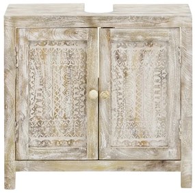 furniture-nabytek.cz - Masivní dřezová spodní skříňka Bitna z mangového dřeva, lakovaná, přírodní barva