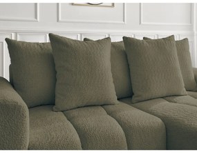 Khaki rozkladacia/s úložným priestorom rohová pohovka z textílie buklé (pravý roh/s leňoškou) Roxelane – Bobochic Paris