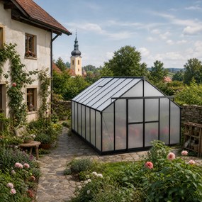 Skleník 245 x 305 x 488 cm, zosilnená konštrukcia, polykarbonát 6 mm
