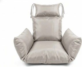 Sivé závesné kreslo KOKON bez stojanu, svetlý vankúš