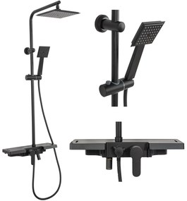 Sprchová súprava MAXMAX Rea BRAVO čierna s policou a výtokom do vane