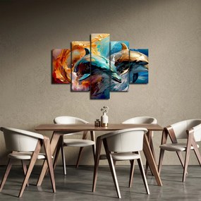 Obraz - Maľba delfínov (150x105 cm)