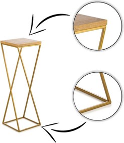 STOJAN NA KVETINÁČ LOFT7 70X24X24 CM ZLATÁ/HNEDÁ