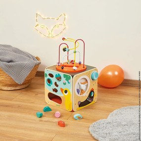 Drevená didaktická kocka s motorickým labyrintom